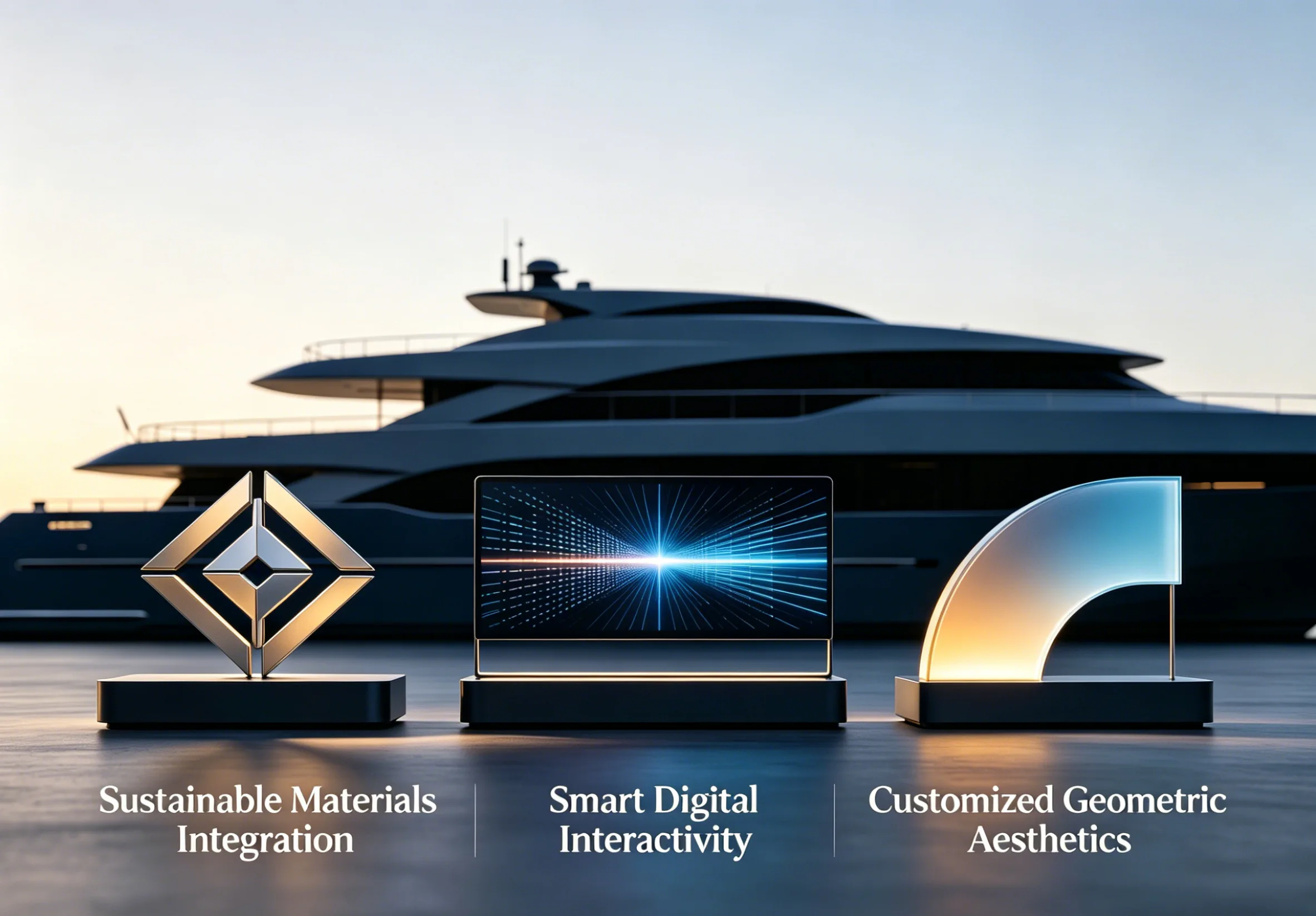 Yacht signage design concepts illustrating planning and lettering layout for refit coordination