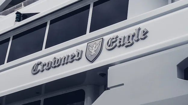 Custom yacht logo emblem — plan templates and tolerances before paint windows close.