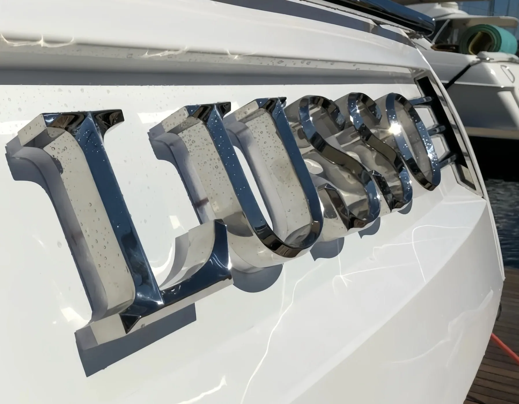 3D lettering illuminated yacht sign — geometric custom builds trending in 2026.